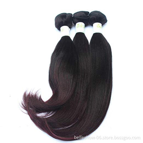 Hot sell  3 Bundles Yaki Curl Synthetic hair brazilian nature straight hairstyle synthetic hair bundles
